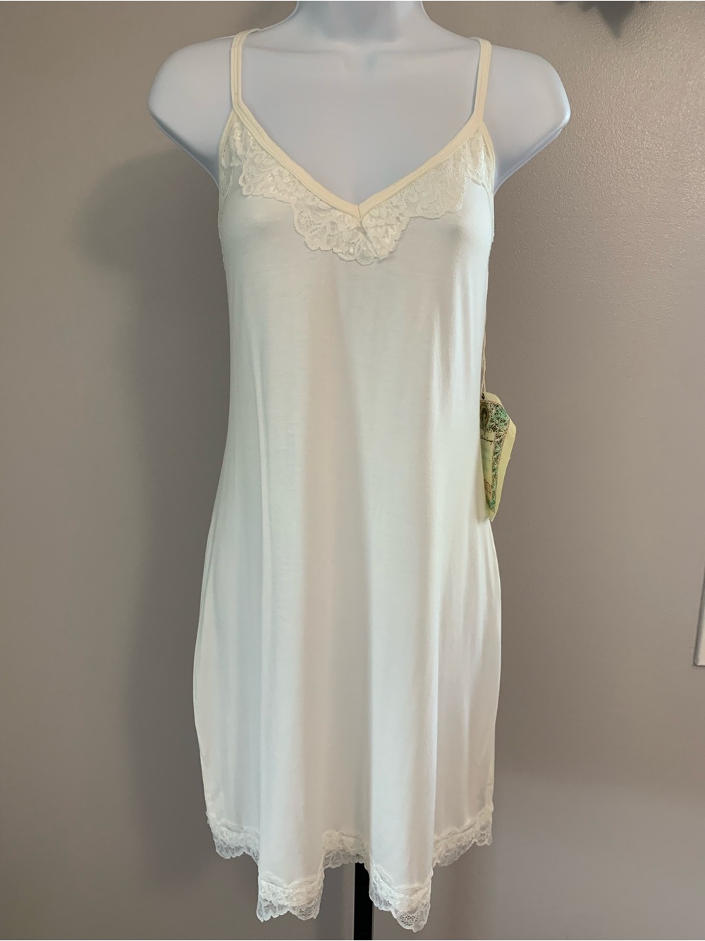 NWT Aratta Silent Journey Cream Lace-Trim Slip Dress